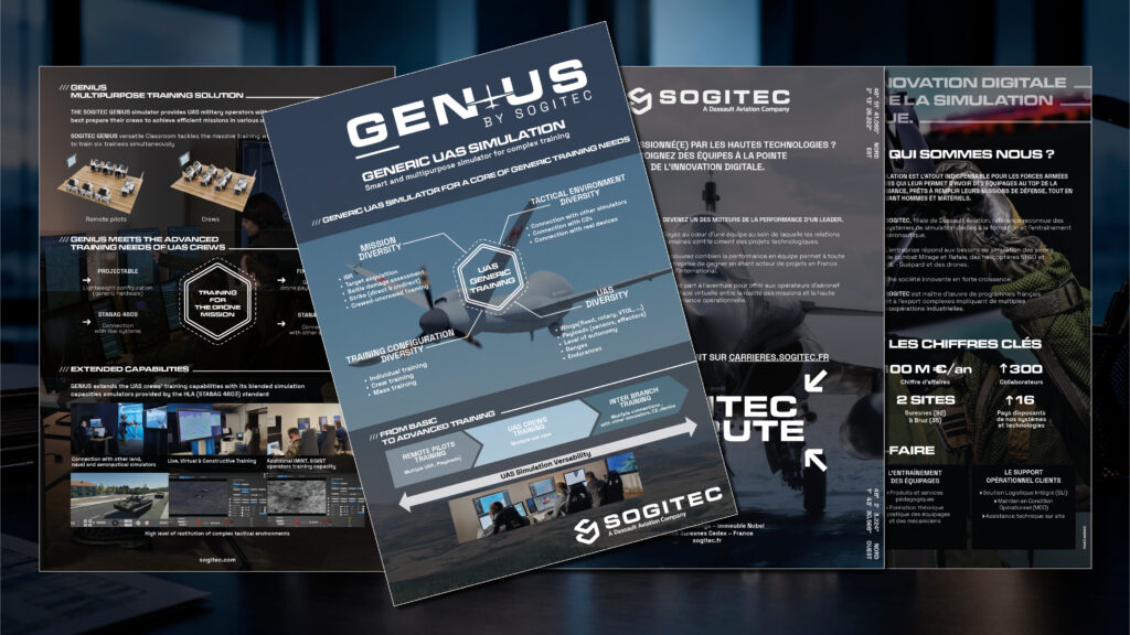 Mise en scène de deux brochures produits Sogitec, conçue par l'Agence Puck